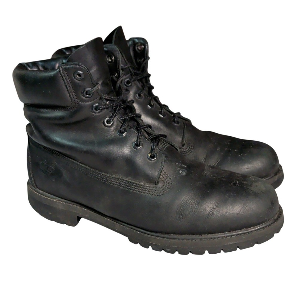 Timberland 6-Inch Classic Boots Mens Size 12M Black Leather Waterproof Preppy